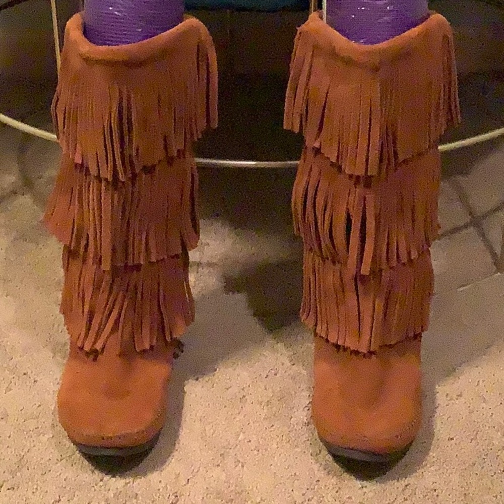Fringed Tan Boots